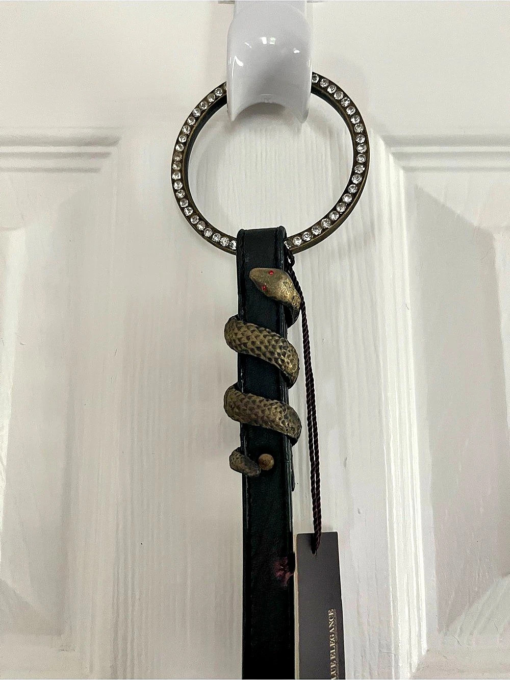 Elie Tahari Rhinestone Buckle Belt in Black & Gold NWT
